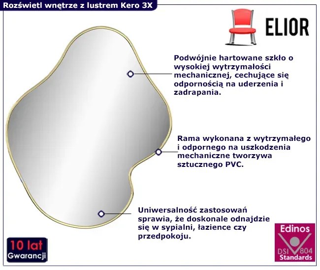 Wiszące lustro ścienne złote 50x40 cm E2-S61