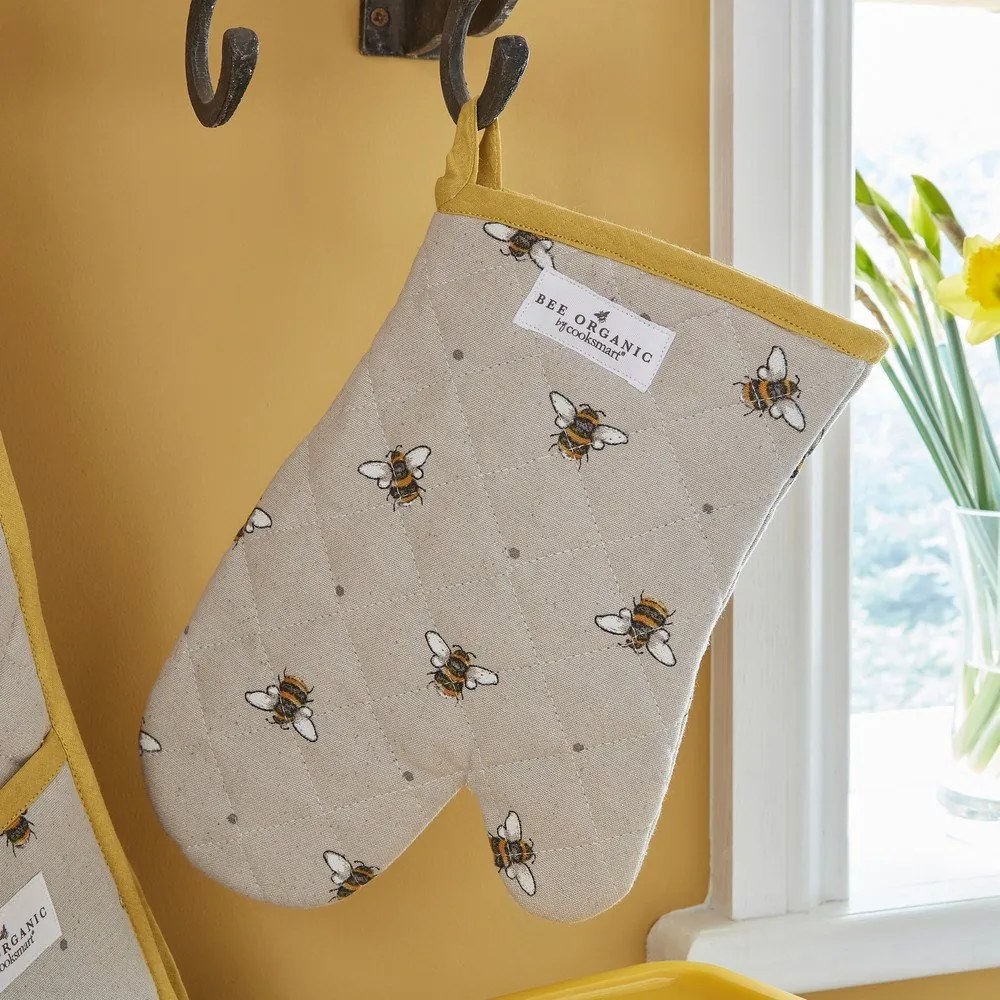 Beżowo-żółta bawełniana rękawica kuchenna Cooksmart ® Bumble Bees