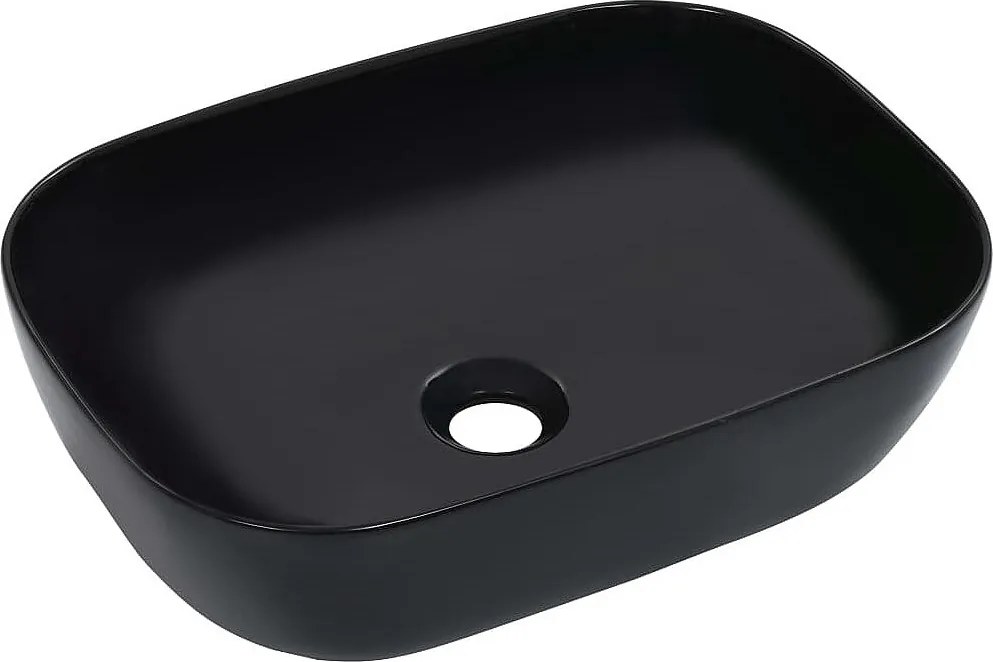 Czarna umywalka ceramiczna, 45,5x32x13 cm