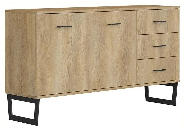 Drewniana komoda na metalowych nóżkach z szufladami C3-W12