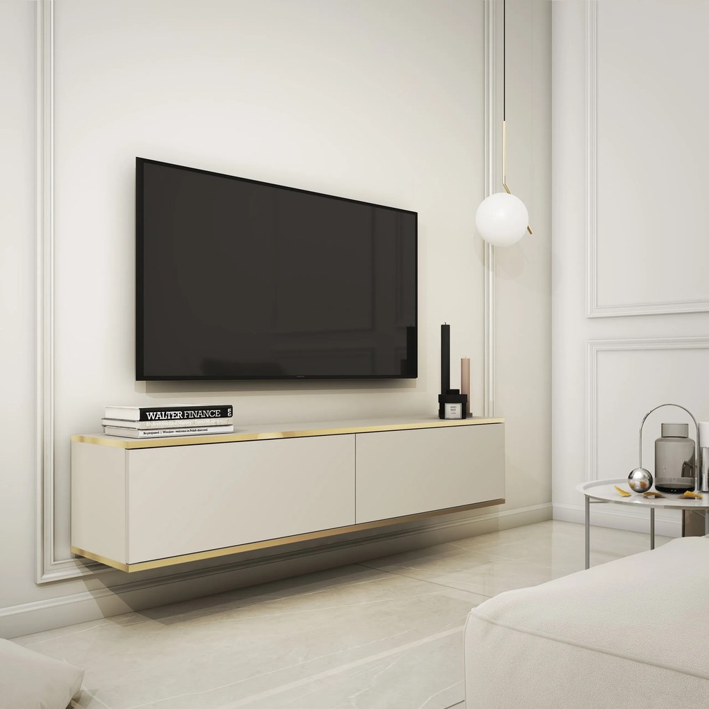 Szafka RTV wisząca VENEZIA 135 cm do Salonu pod Telewizor - Odcienie beżu