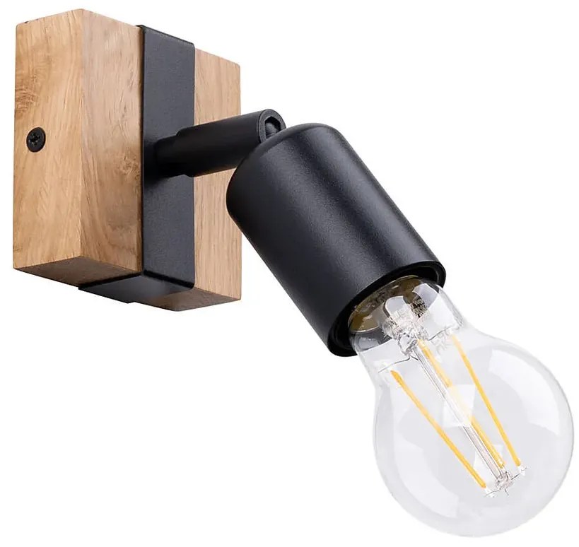 Czarny loftowy kinkiet z odsłoniętą żarówką - A392 F2-D48