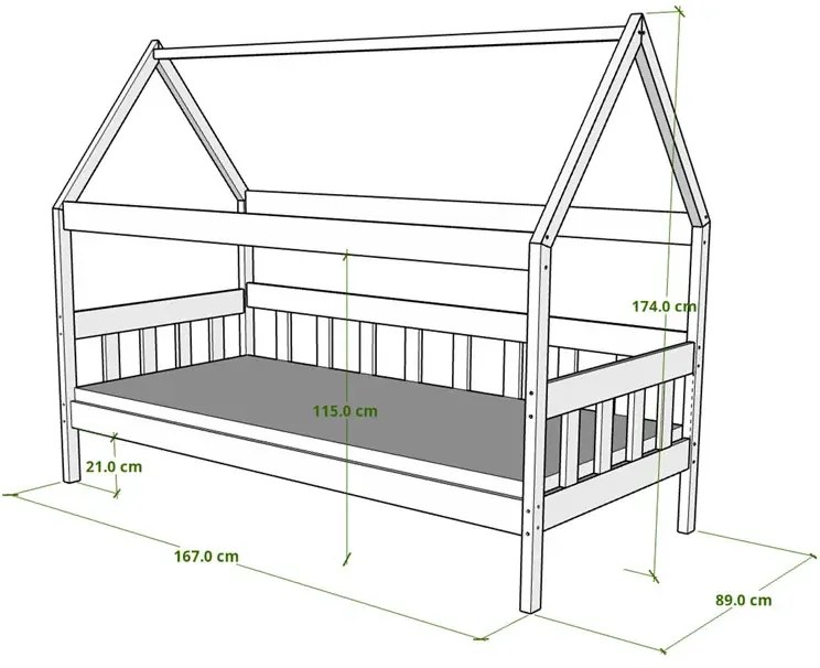 Łóżko domek do pokoju dziecięcego, sosna - Dada 3X 160x80 cm