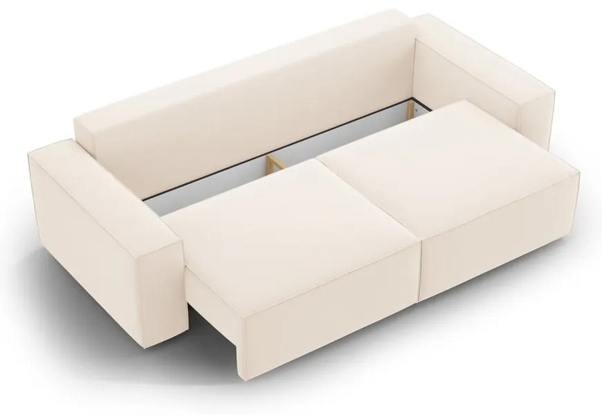 Beżowa aksamitna rozkładana/ze schowkiem sofa 247 cm Jodie – Micadoni