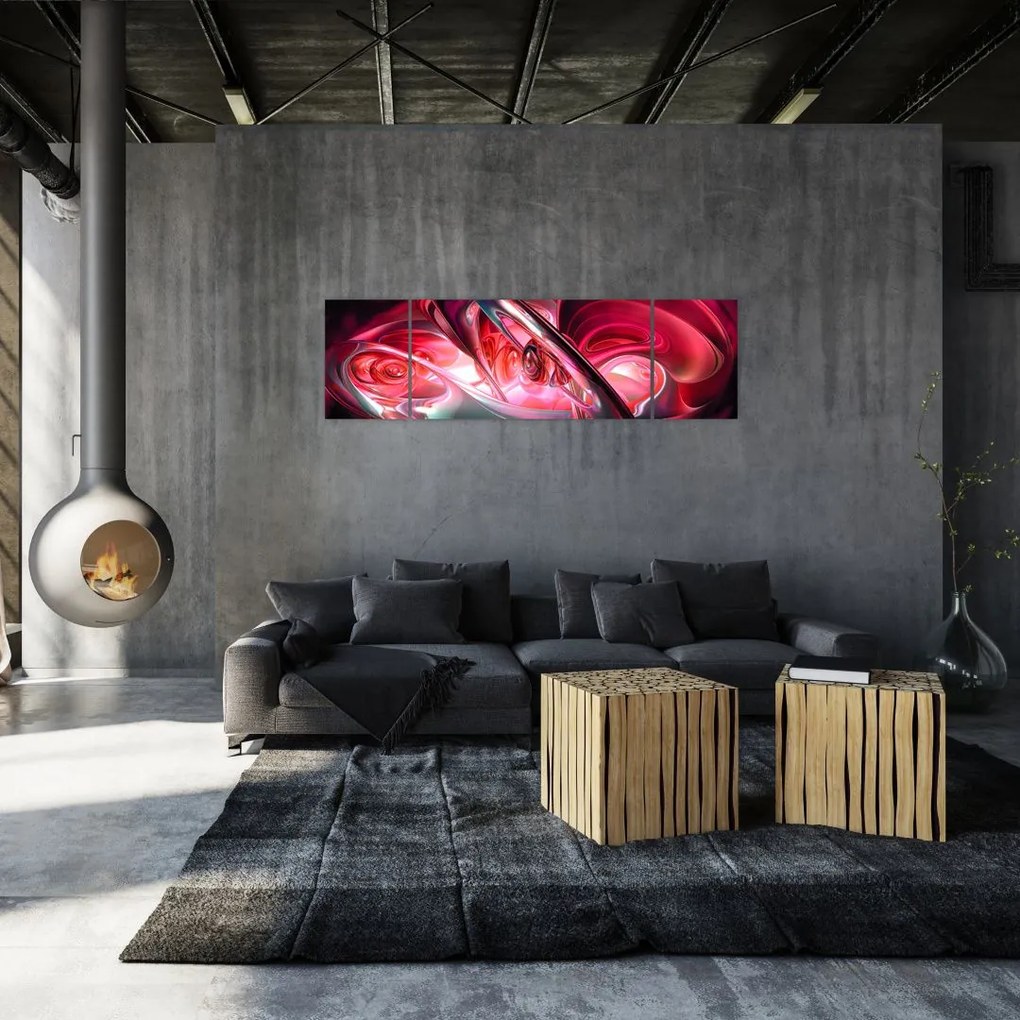 Obraz czerwonych fraktali (170x50 cm)