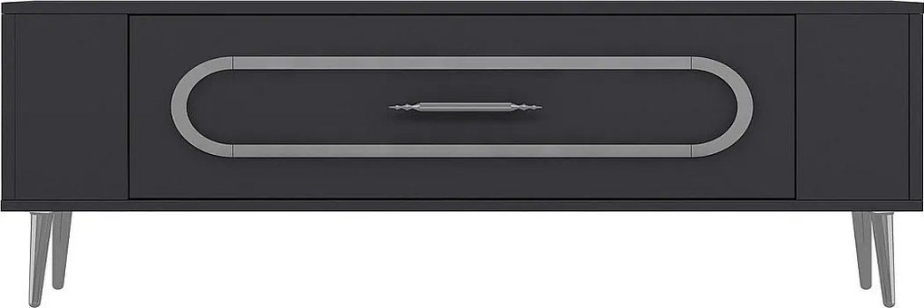 Stojak pod telewizor – 120 cm x 48,2 cm x 26,4 cm – Antracyt i srebro – Płyta wiórowa pokryta melaminą