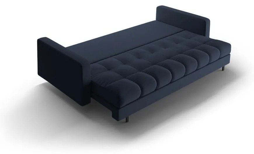 Ciemnoniebieska rozkładana sofa ze schowkiem 222 cm Bali – Cosmopolitan Design