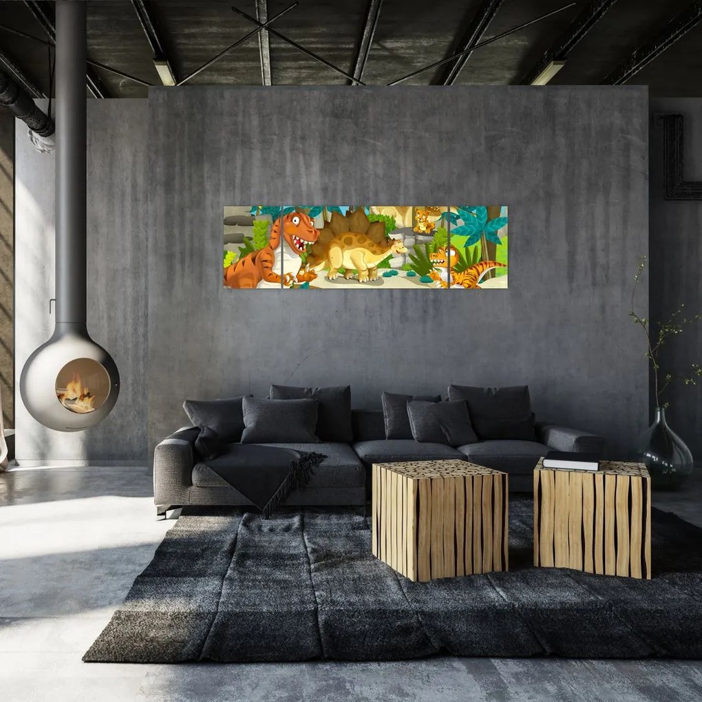 Obraz - Dinozaury (170x50 cm)