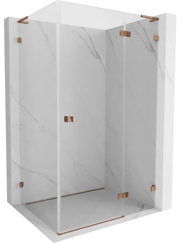 Mexen Lunar L kabina prysznicowa uchylna prawa 85 x 90 cm, transparent, różowe złoto - 834L-085-090-60-00-P