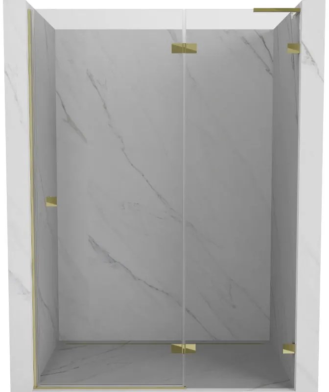 Mexen Lunar L drzwi prysznicowe uchylne prawe 130 cm, transparent, złote - 834L-130-000-50-00-P