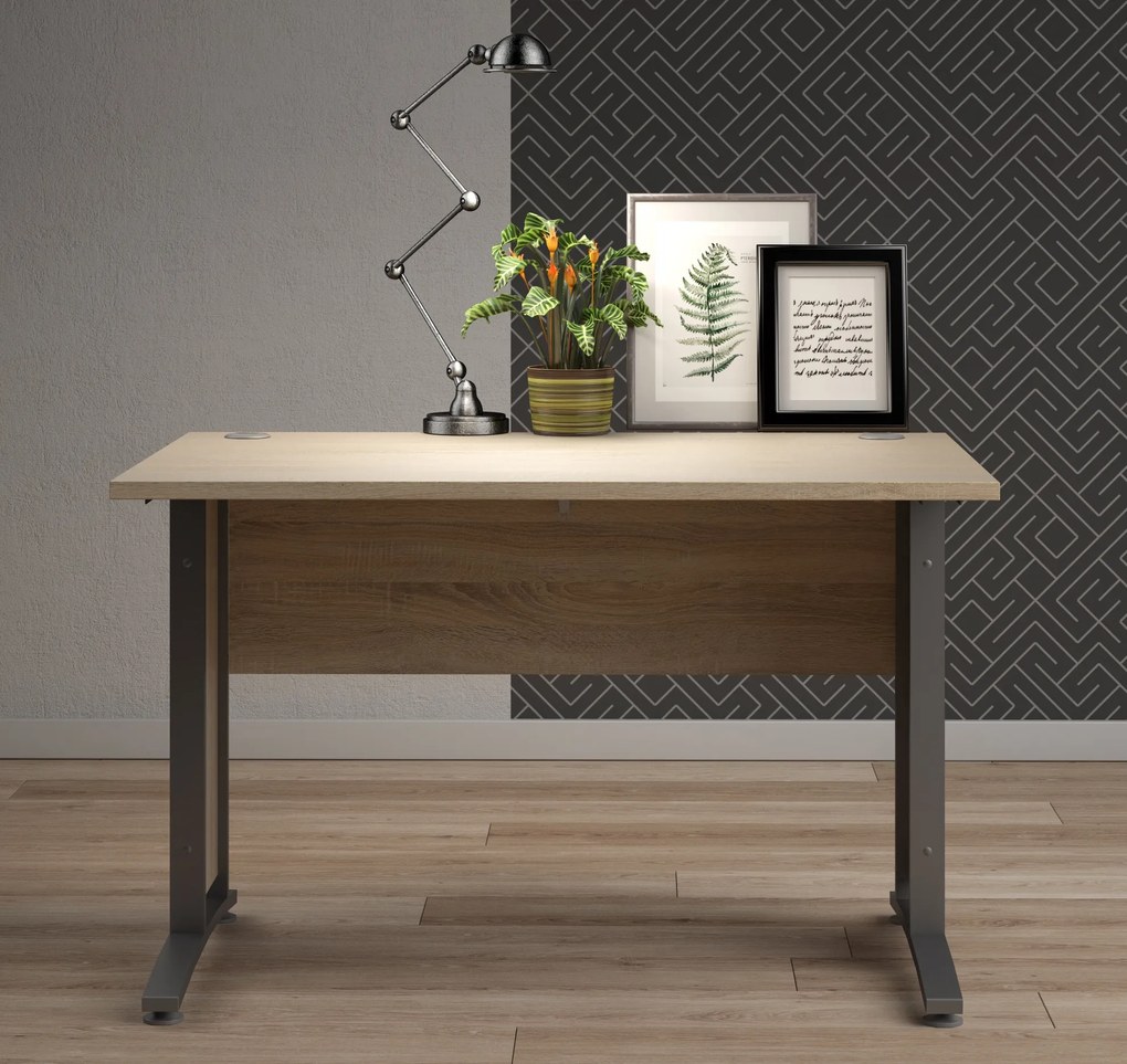 Biurko proste Prima dąb sonoma 120 szare nogi
