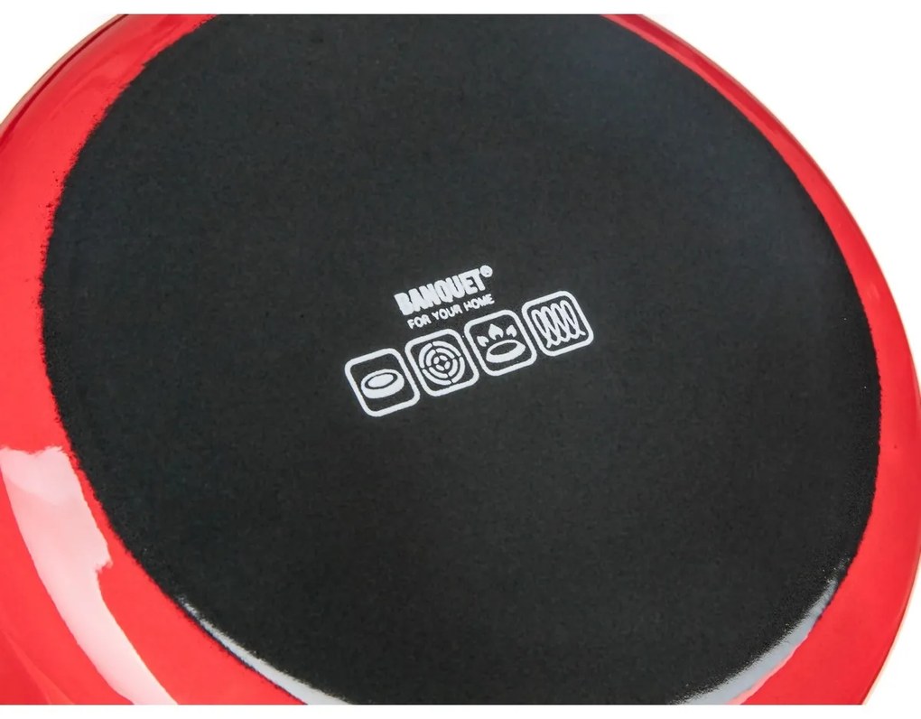 Banquet Garnek emaliowany z pokrywką Milton czerwony 16 cm, 2 l, 16 cm