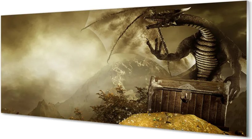 Panel Kuchenny Szklany Smok nad Górskimi Szczytami w Złocie
