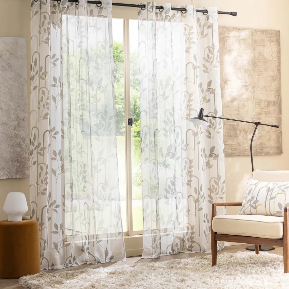 Szara firanka z woalu 140x240 cm Roseris – douceur d'intérieur
