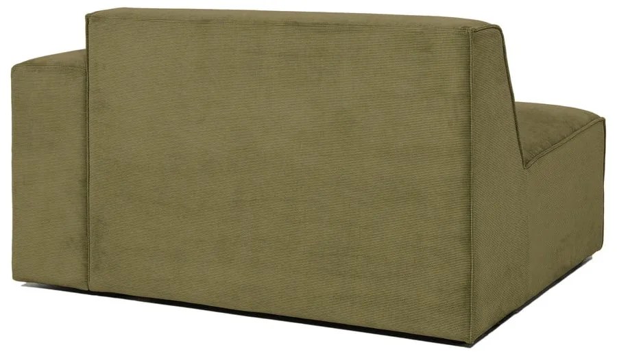 Zielony końcowy moduł sztruksowej sofy Scandic Sting, 124 cm, prawostronny