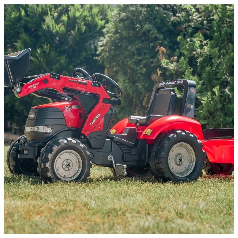 Falk traktor case na pedały z łyżką i przyczepką czerwony od 3 lat