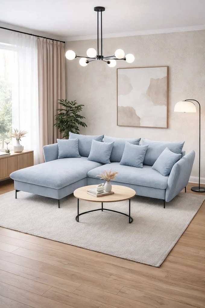 Szaroniebieski narożnik z funkcją spania N7-F07