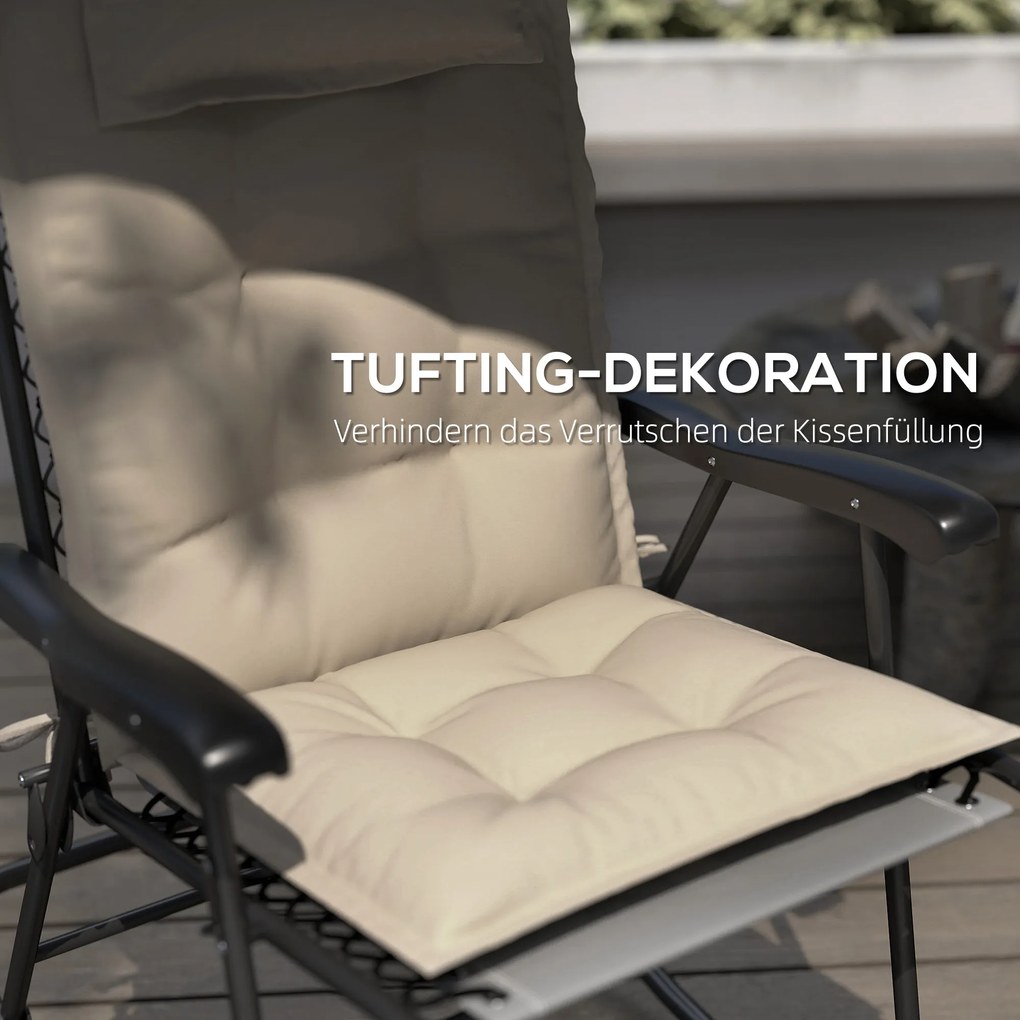 Outsunny Zestaw 2 poduszek na leżak ogrodowy, Wodoodporne, Beżowe, 50x116x5 cm