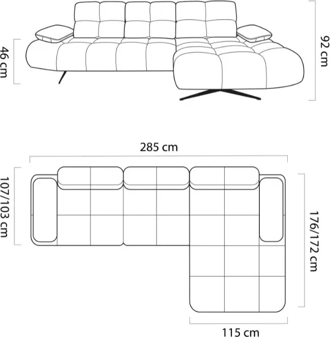 Narożnik Prado S – designerski narożnik do salonu z regulowanymi oparciami