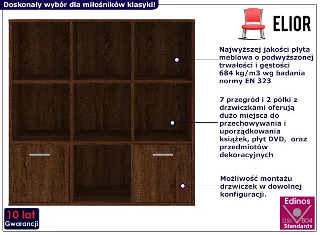 Klasyczny Regał Na Książki Brązowy Dąb T2-S73