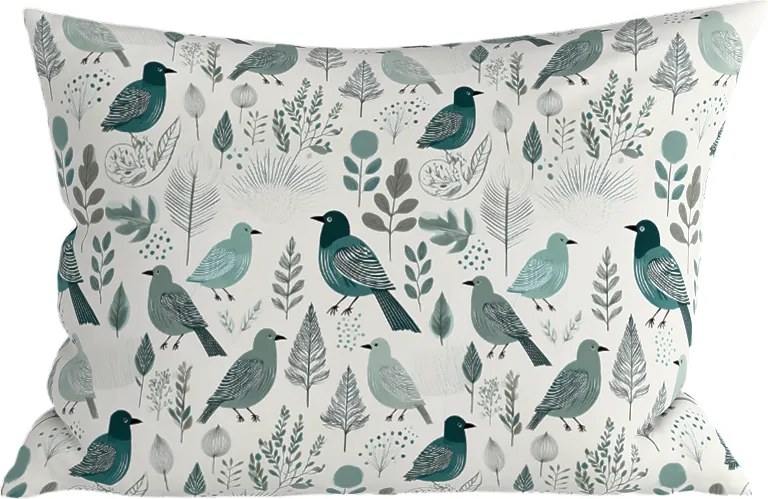 Polibawełniana poszewka na poduszkę LEAFBIRD POLY 50x70 cm, biało-zielona