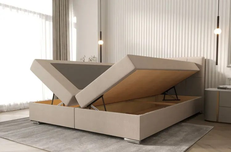 Dwuosobowe Łóżko Kontynentalne Z Pikowanym Zagłówkiem 160X200 G7-W23