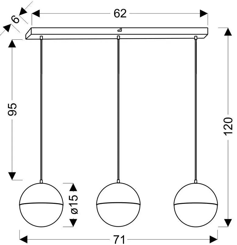 Czarna lampa 3 ramienna w stylu glamour M8-B29