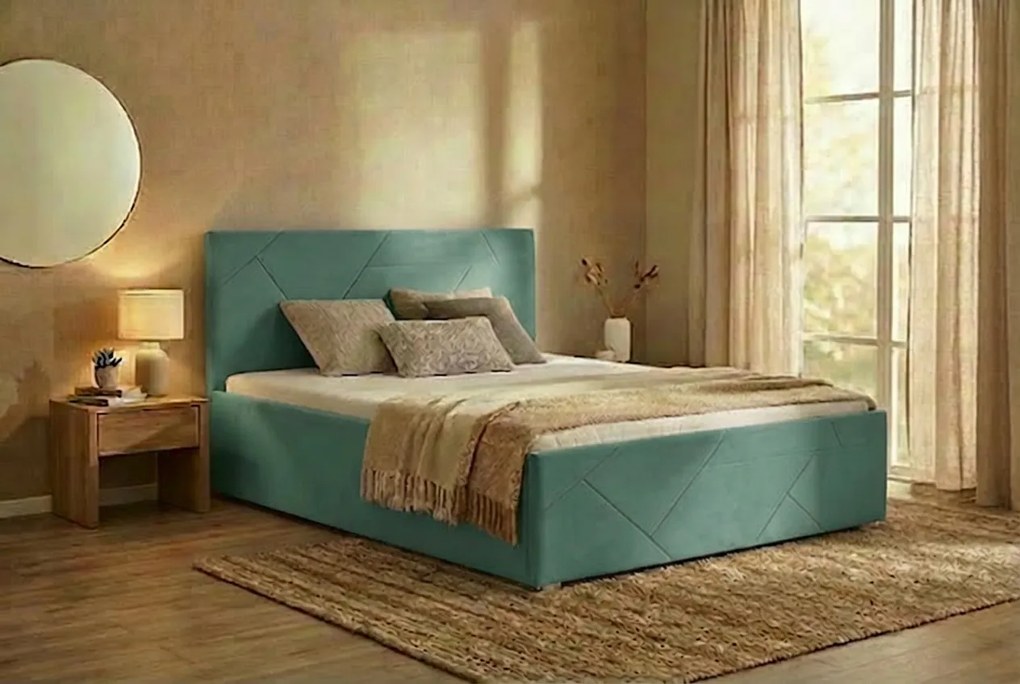 Łóżko TONY 160x200 cm Miętowy Bez materaca