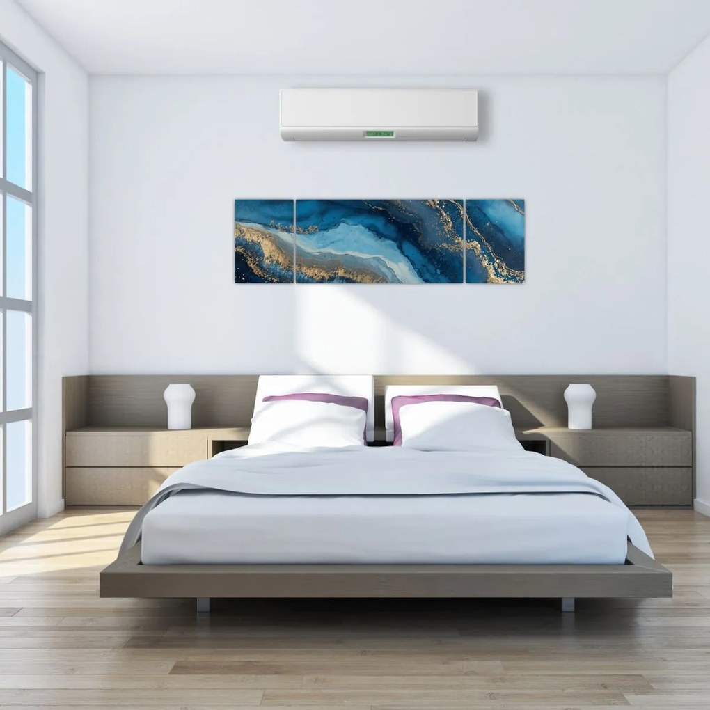 Obraz - Niebieska marmurowa abstrakcja (170x50 cm)