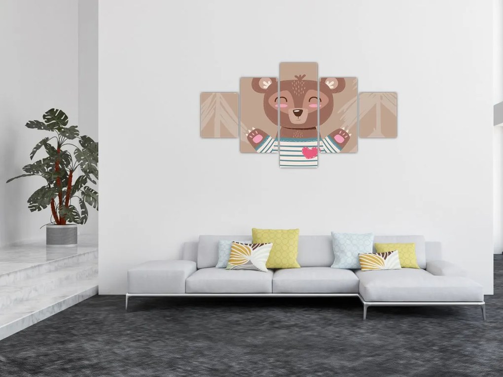 Obraz - Miś w koszulce w paski (125x70 cm)