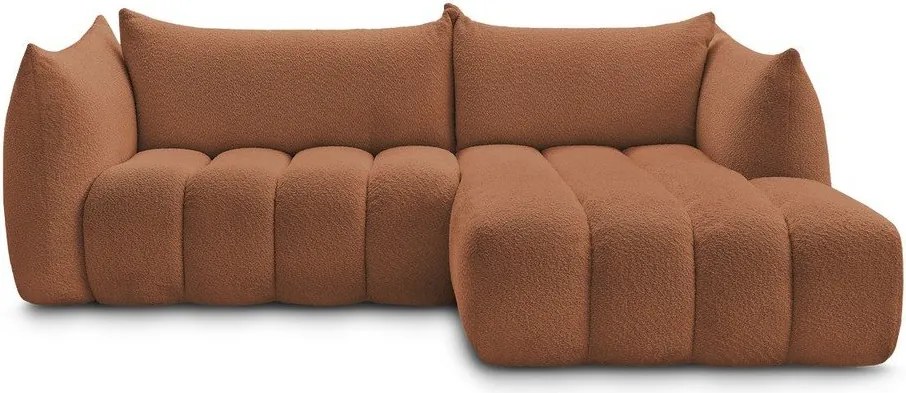 Pomarańczowy narożnik z materiału bouclé (prawostronny/z szezlongiem) Azra – Bobochic Paris