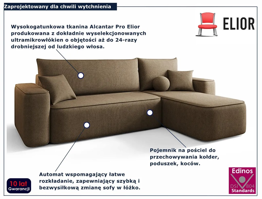 Brązowy narożnik z funkcją spania M5-W35