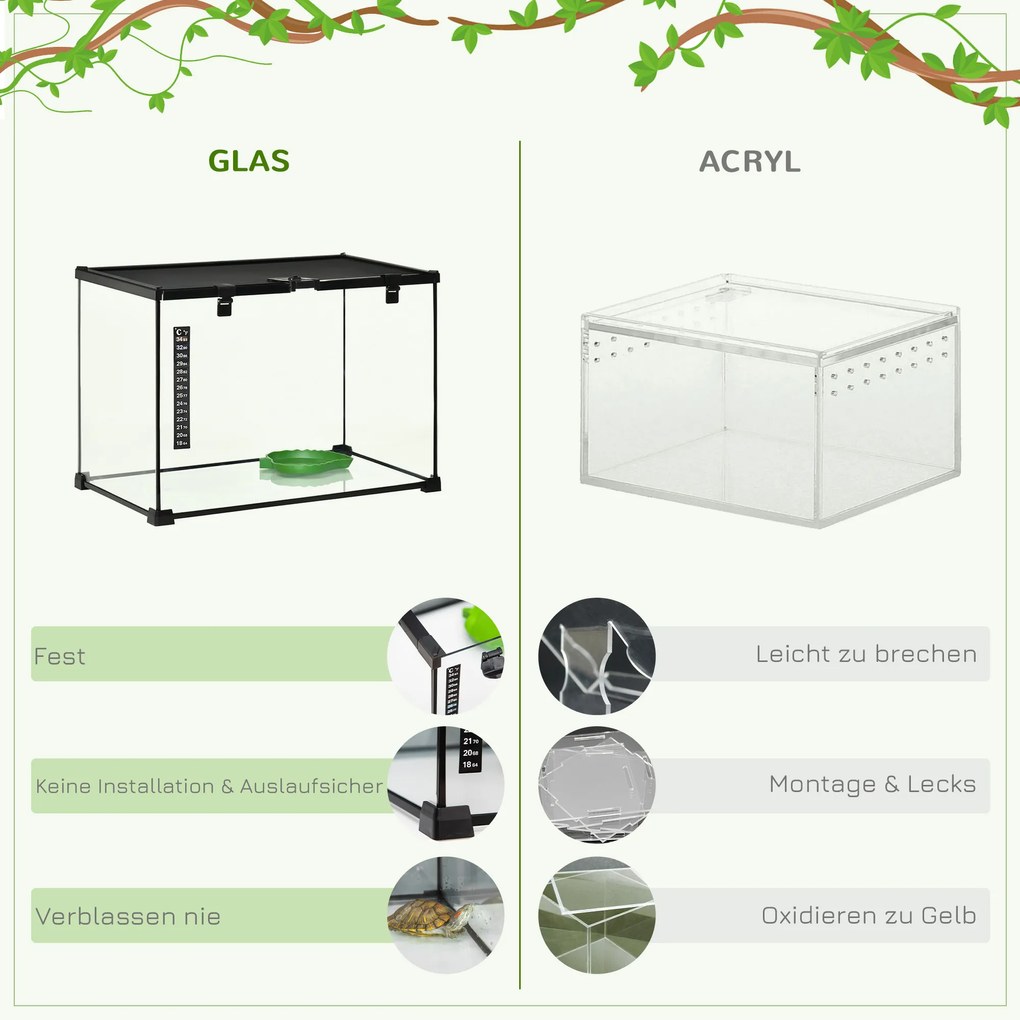 Terrarium PawHut dla gadów 50 cm x 30 cm x 35 cm