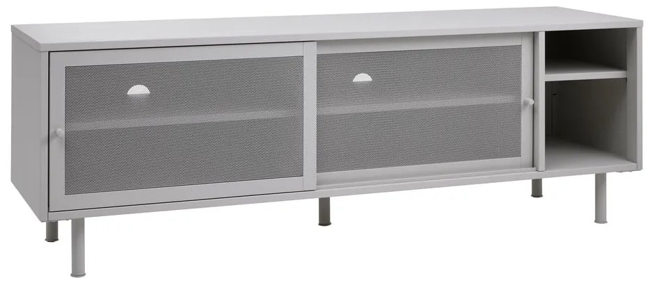 Szara metalowa szafka pod TV 160x55x45 cm Veep – Unique Furniture