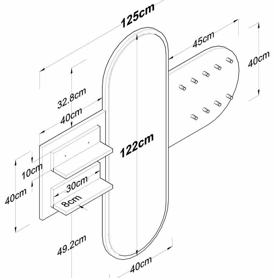 Wieszak ścienny z lustrem Pomi White