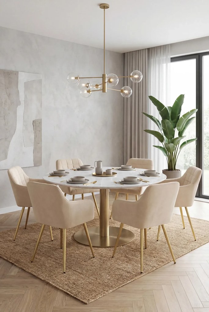 Zestaw 2 beżowych krzeseł pikowanych glamour - Cormelis 5X