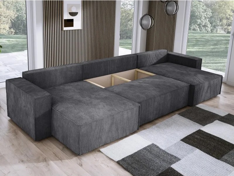 Narożnik POSO XL wolnostojący układ U z funkcją spania w tkaninie Poso 34 DomoHome