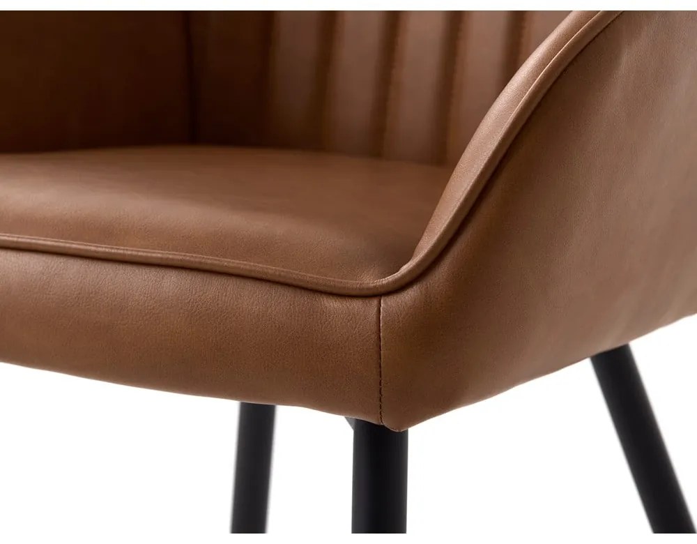 Brązowe krzesła z imitacji skóry z podłokietnikami zestaw 2 szt. Nolan Stripe – Unique Furniture