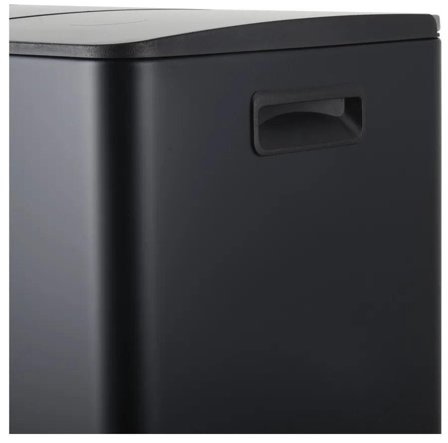 Stalowy kosz na śmieci 2x20 l do segregacji odpadów/z pedałem w kolorze matowej czerni Aliya – Spirella