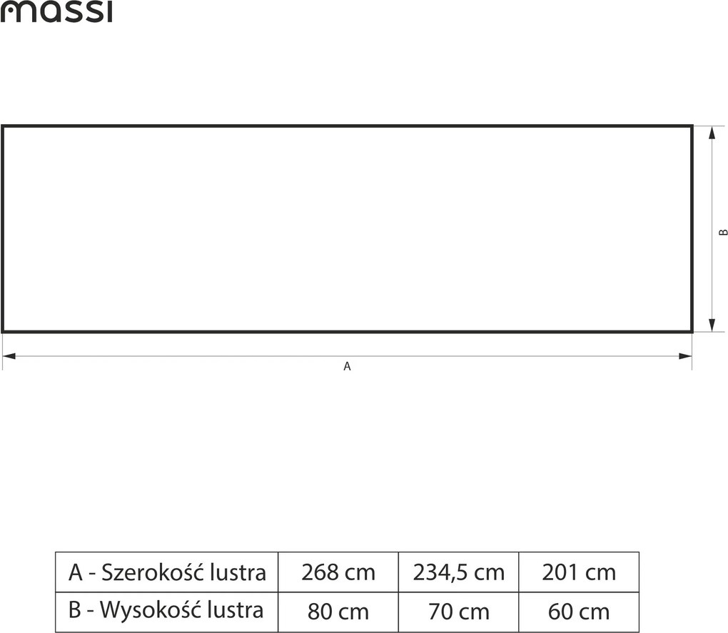Lustro prostokątne z podświetleniem TAVA Horizon LED XXL | Różne rozmiary | Różne kolory : Kolor tafli szkła - Srebrny, Rozmiar - 201x60