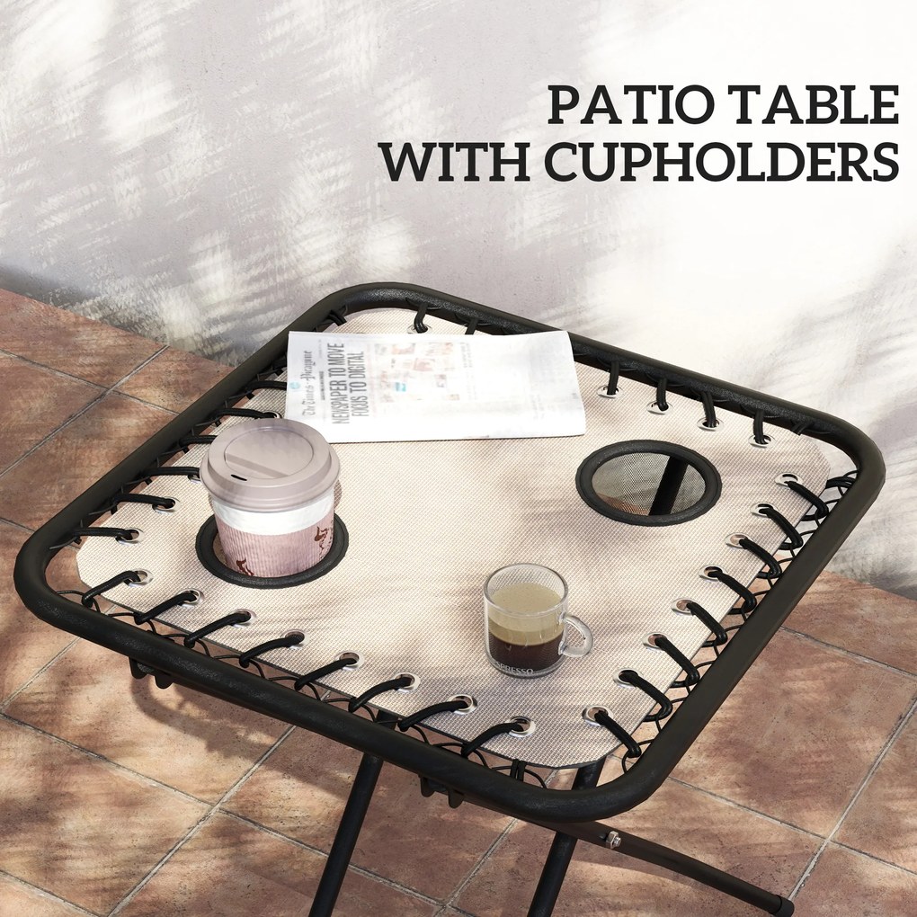 Outsunny Zestaw Ogrodowy 3-Częściowy z Leżakami i Stolikiem, Beżowy, 90x65x110 cm