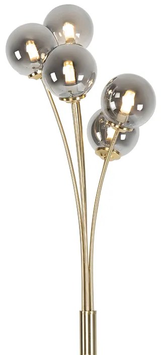 Nowoczesna lampa stojąca złota 5-świateł z dymionym szkłem - Athens Rustykalny / Vintage Oswietlenie wewnetrzne