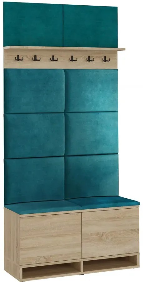 Garderoba z wieszakiem dąb sonoma + butelkowa zieleń C2-R50