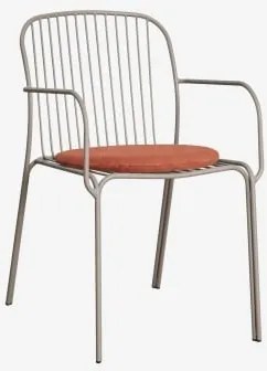 Zestaw 4 Krzeseł Ogrodowych Z Podłokietnikami Ze Stali Anerina Moka Brown & Terracota - Sklum