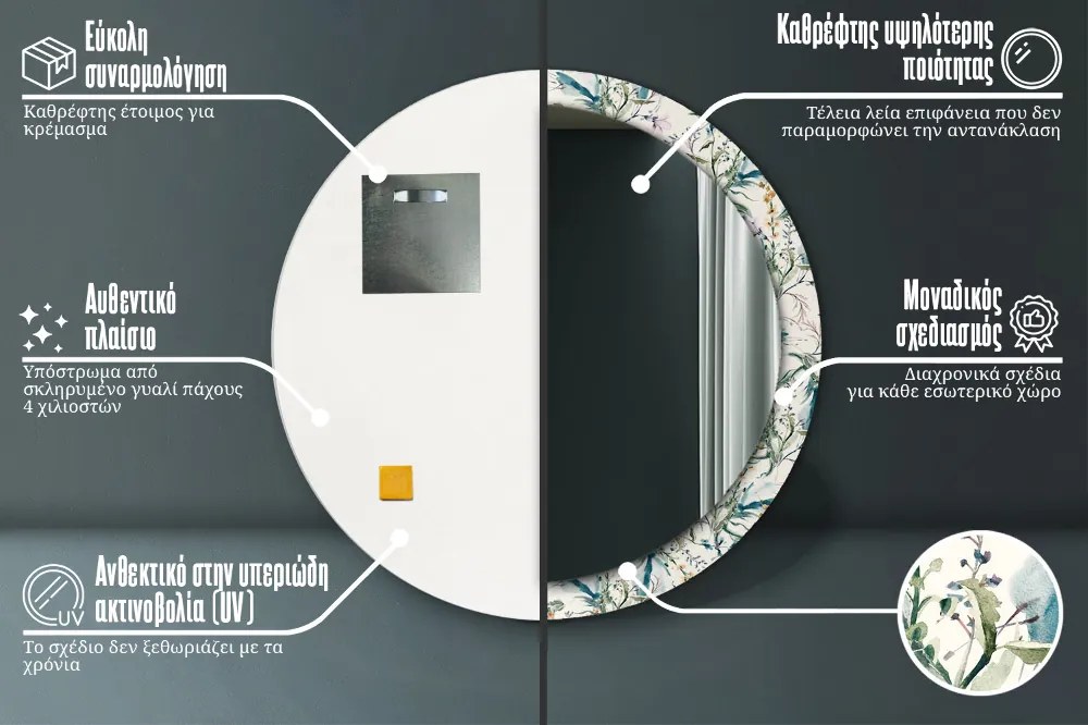 Kwiaty akwarelowe Lustro dekoracyjne okrągłe