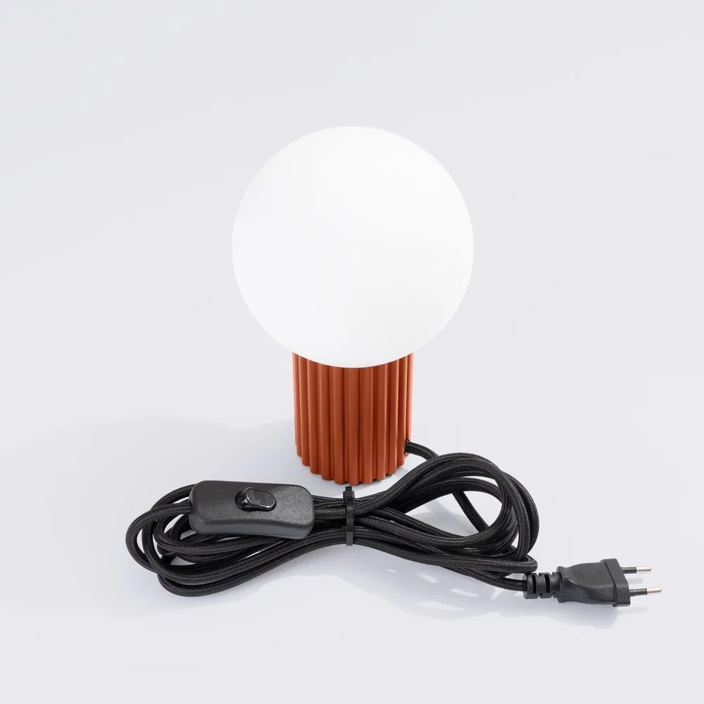 Pomarańczowa lampa stołowa ze szklanym kloszem (wysokość 19 cm) Orbital – Sollux