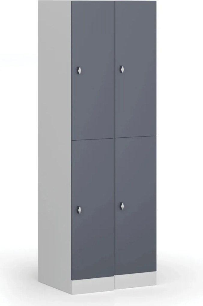 Szafka skrytkowa S1, 2 schowki, 1850 x 300 x 500 mm, zamek obrotowy, drzwi beżowe