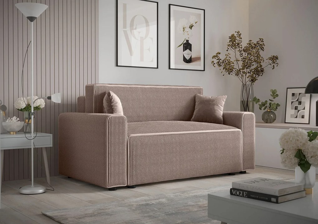 Jasnoróżowa rozkładana sofa z pojemnikiem A7-R74