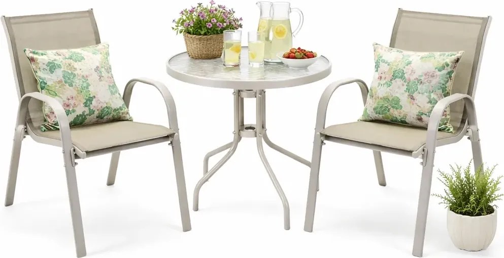 Beżowy zestaw ogrodowy 2 fotele i stolik A3-R75