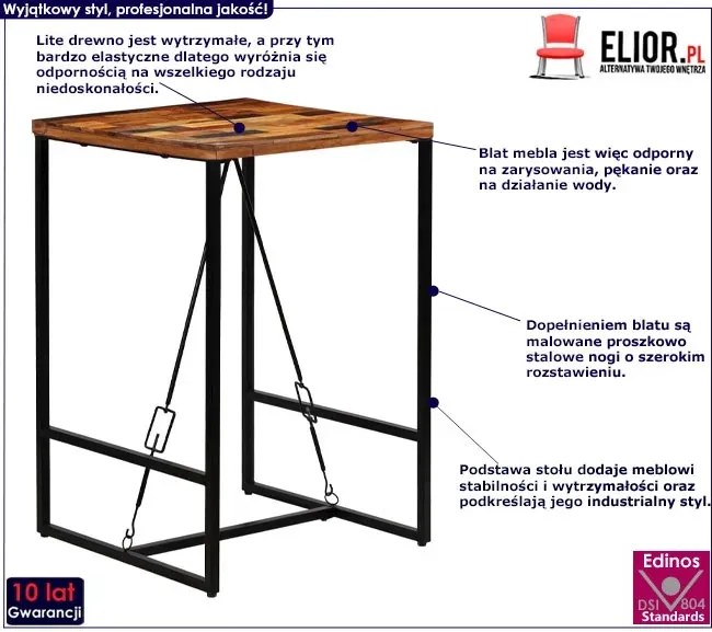 Industrialny stolik barowy 70x70 – Arenzo 2X
